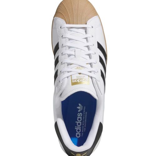 ADIDAS SUPERSTAR ADV SKATE WHITE BLACK GUM PROFILE TOP