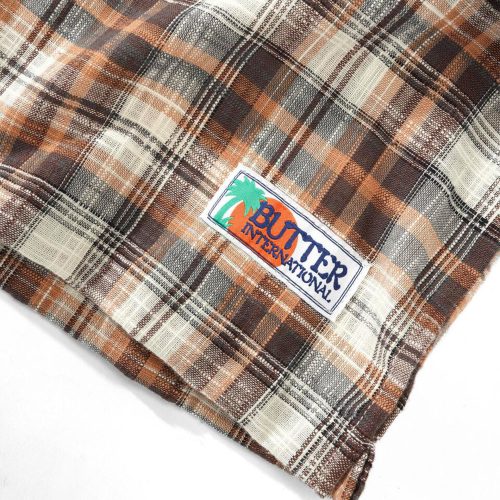 BUTTER GOODS VACATION SHIRT BROWN FRONT CLOSEUP