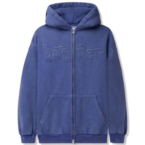 Butter Goods Mineral Wash Zip-Thru Hood - Prussian