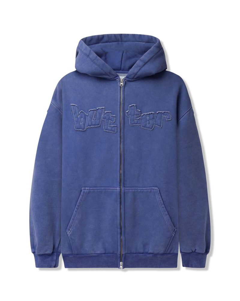 Butter Goods Mineral Wash Zip-Thru Hood - Prussian