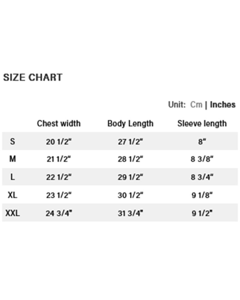 DIME GEAR TEE SIZE CHART