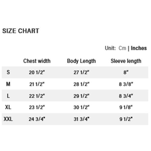 DIME LOCK TEE SIZE CHART