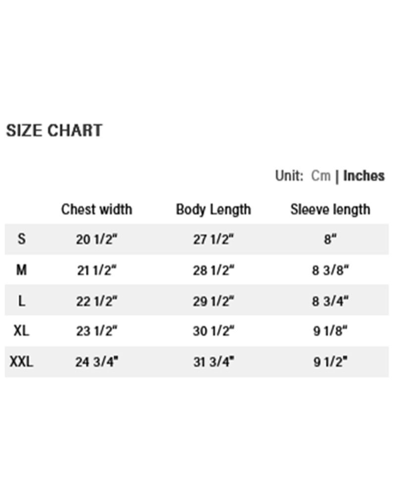 DIME LOCK TEE SIZE CHART