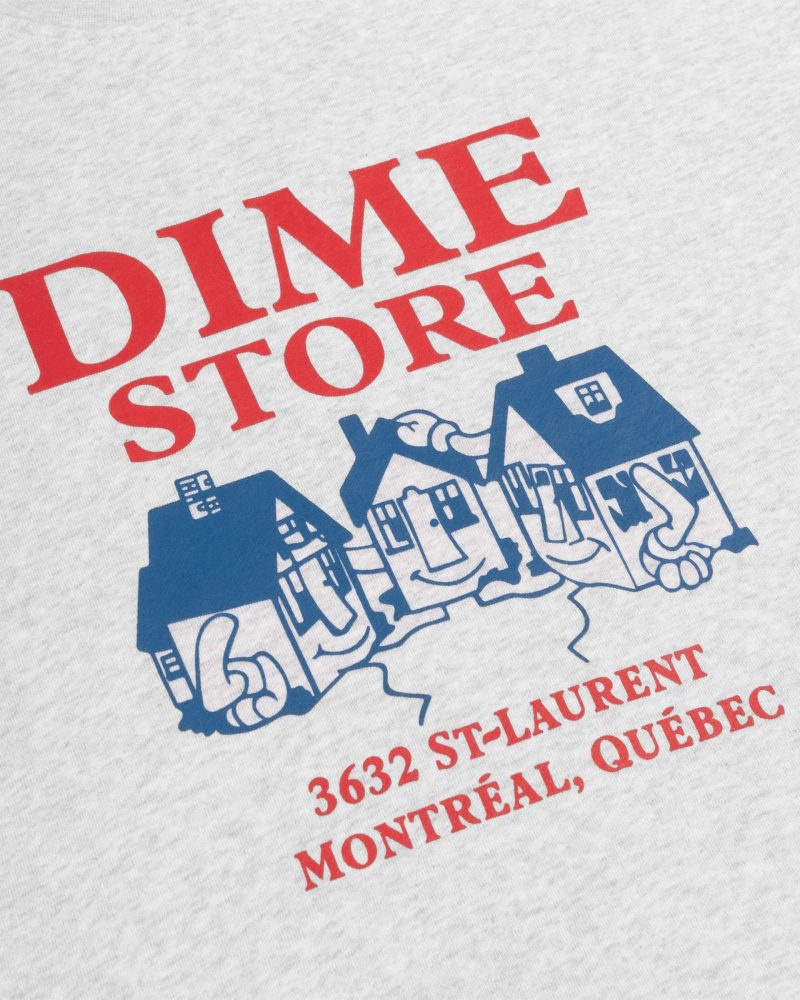 DIME SKATESHOP CREWNECK ASH FRONT CLOSEUP