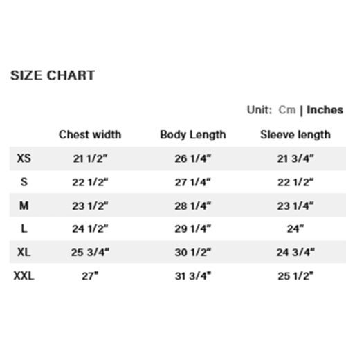 DIME TECH CREW SIZE CHART