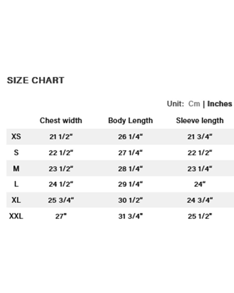 DIME TECH CREW SIZE CHART