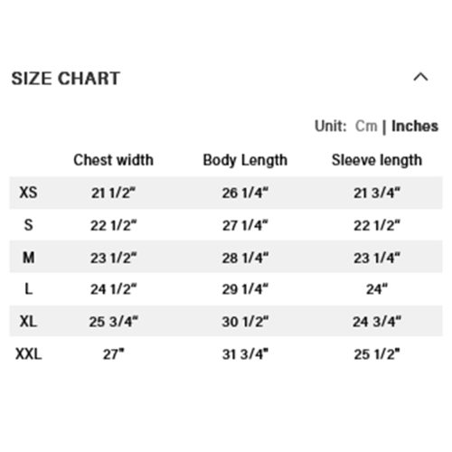 DIME VERT HOODIE SIZE CHART