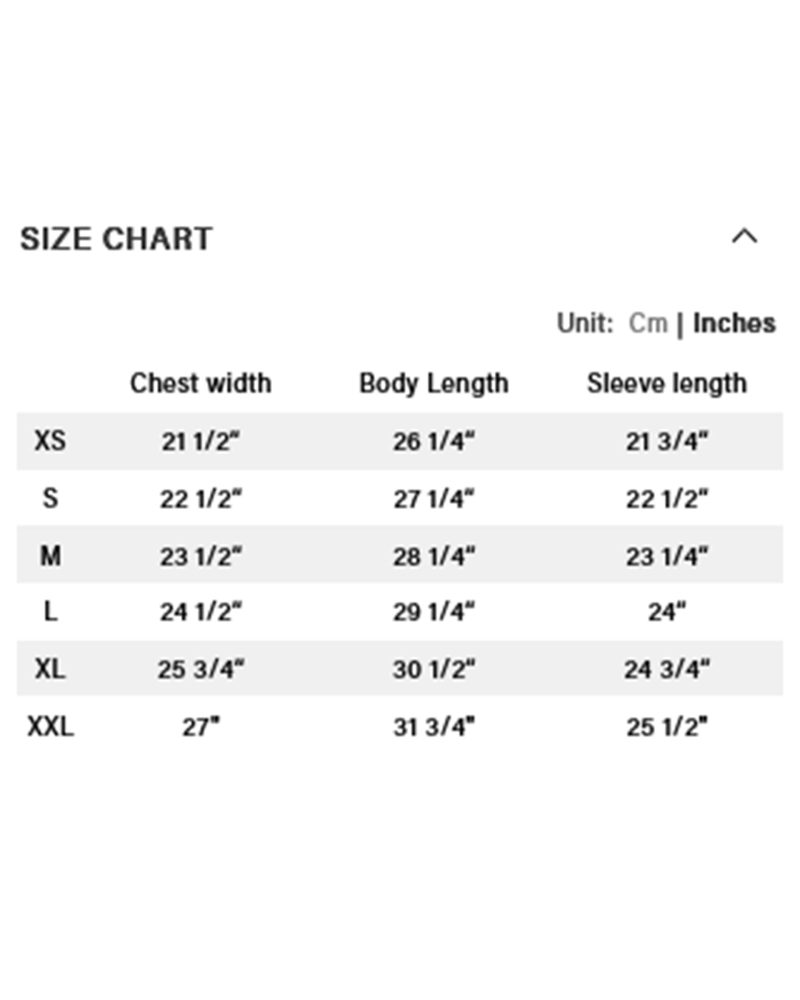 DIME VERT HOODIE SIZE CHART