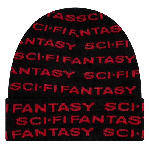 Sci-Fi Fantasy Repeat Logo Beanie - Black