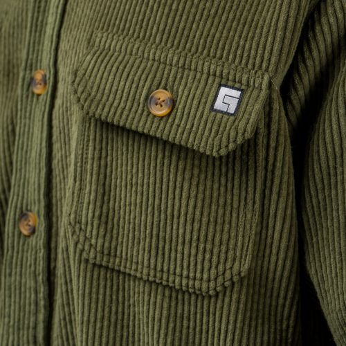 YONDER LS CORD SHIRT ARMY CLOSEUP