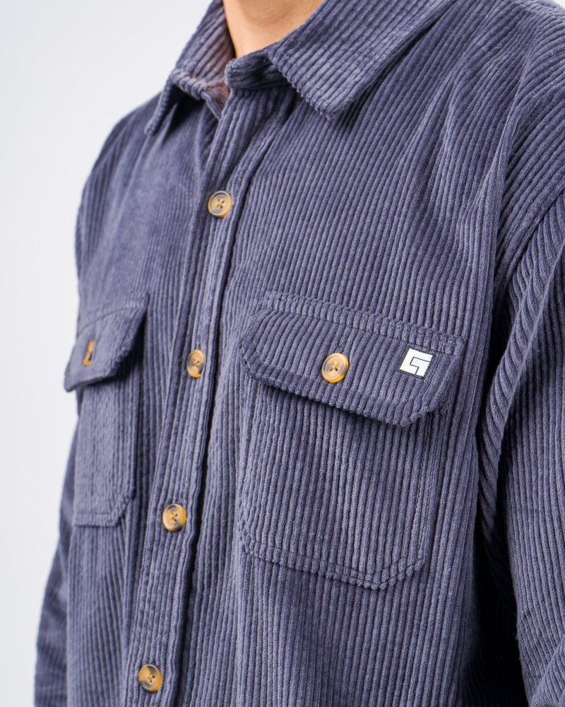 YONDER LS CORD SHIRT NAVY CLOSEUP