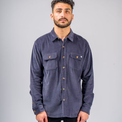 YONDER LS CORD SHIRT NAVY HERO FRONT