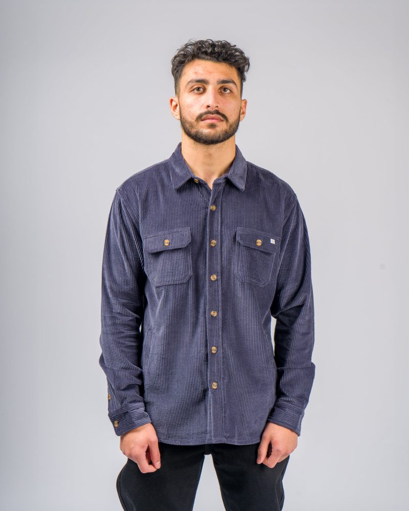 YONDER LS CORD SHIRT NAVY HERO FRONT